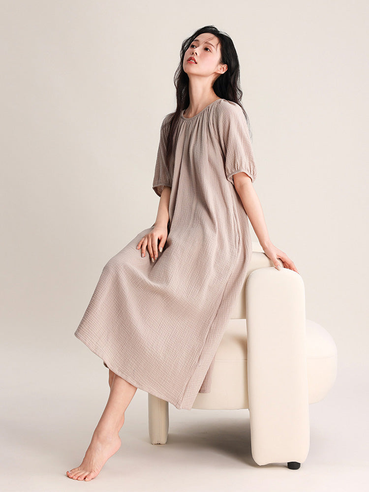 【コットン100％】ダブルガーゼ ワンピースルームウェア