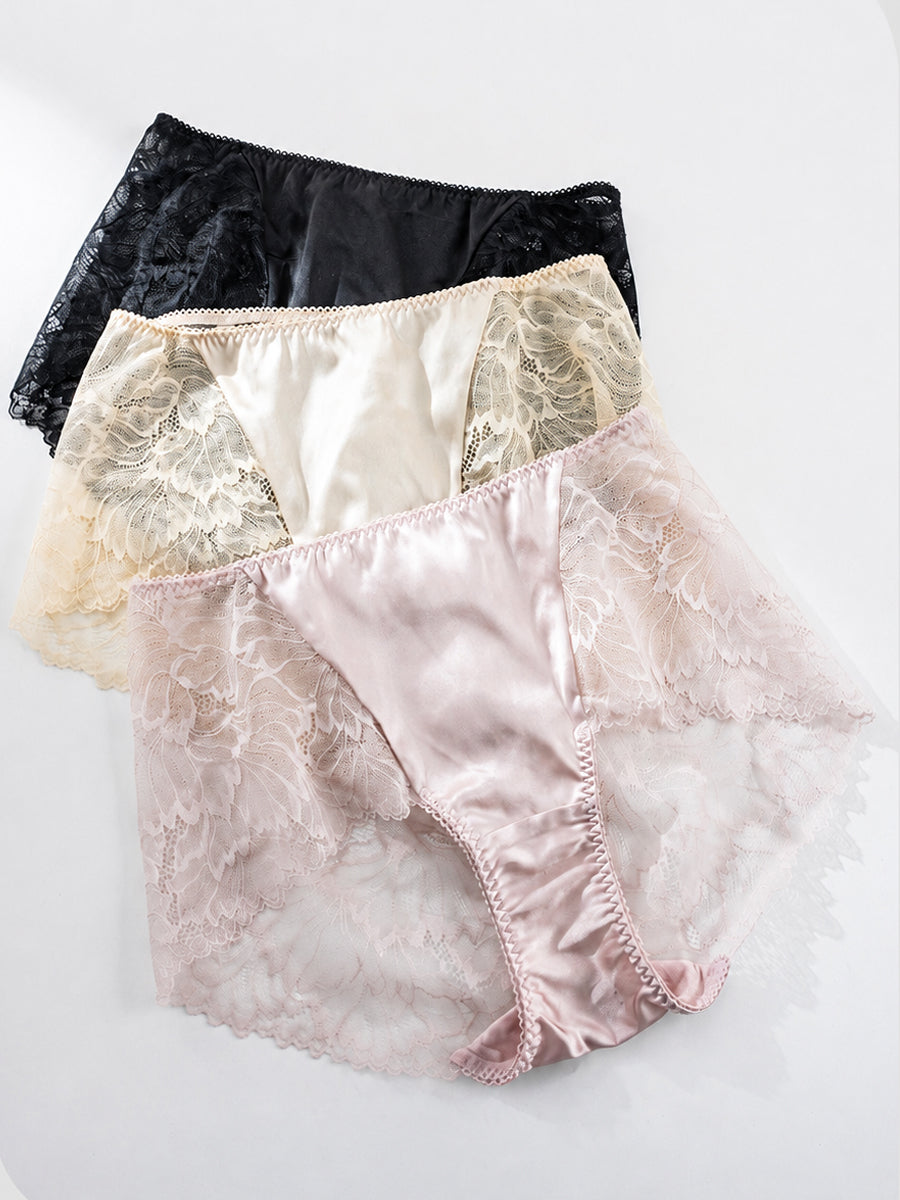 【Silky Comfort】花柄レース 柔らかフィットショーツ