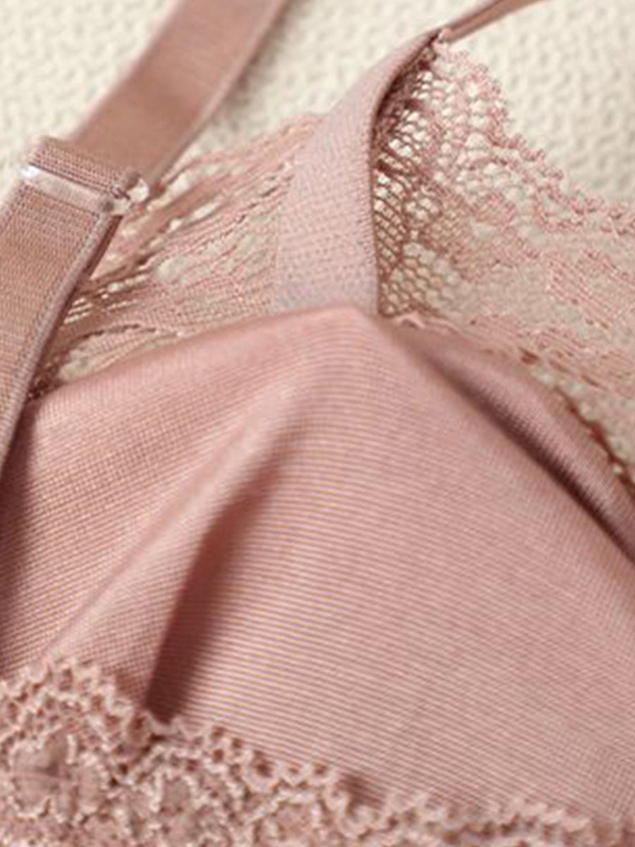 【Silky Comfort】シルク 総レースノンワイヤーブラ