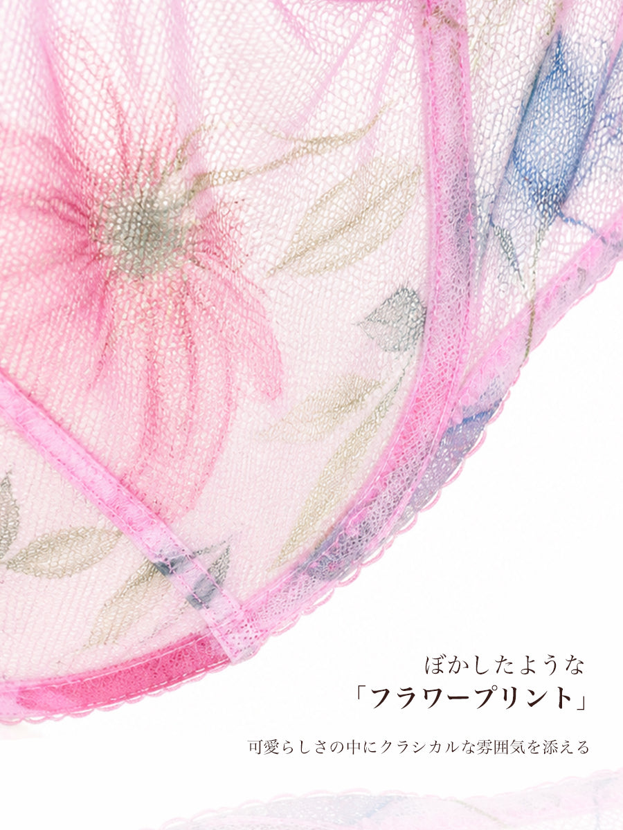 【Blossom】シアーメッシュ 花咲くノンパテッドブラ＆ショーツ
