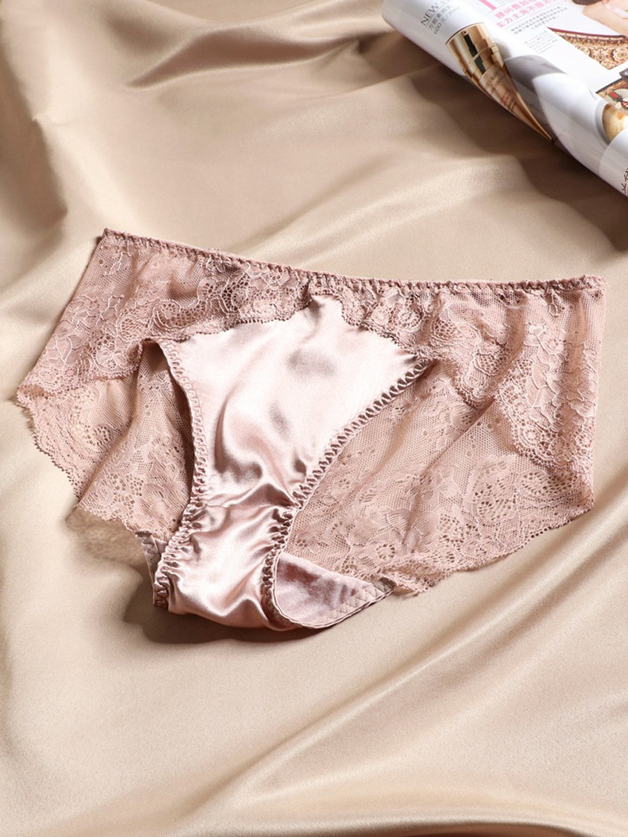 【Silky Comfort】シルク 総レースノンワイヤーブラ ペアショーツ