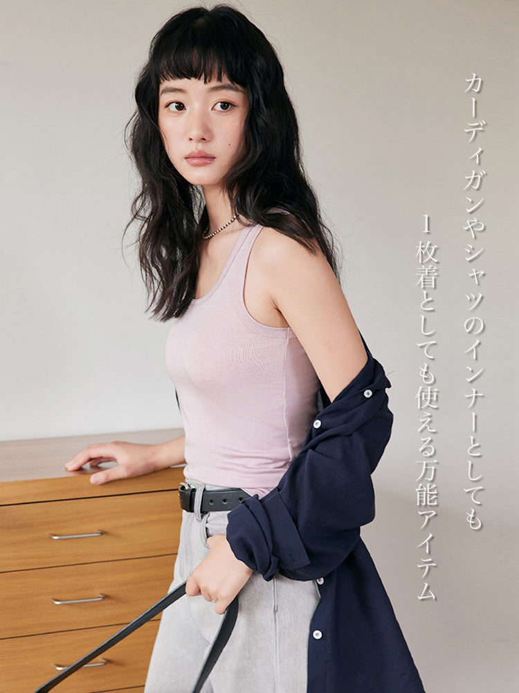 スリムフィット タンクトップ パッドなし