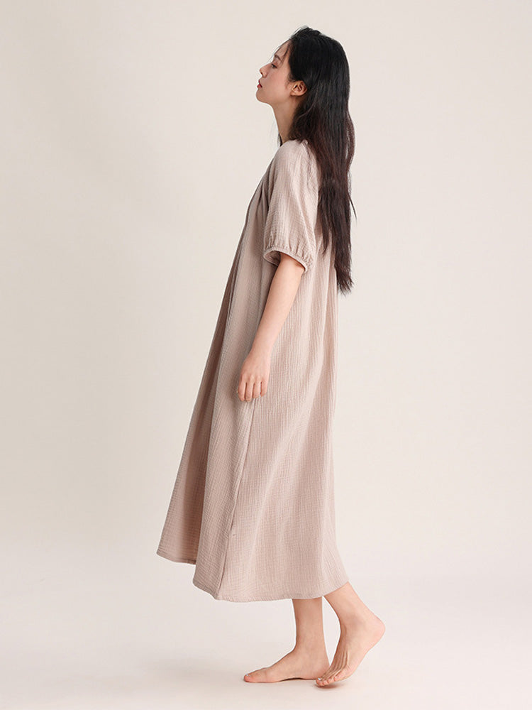 【コットン100％】ダブルガーゼ ワンピースルームウェア