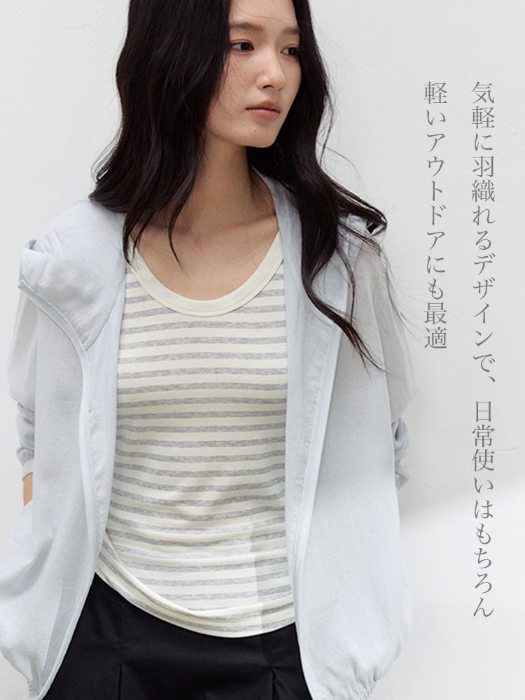 【優しい肌触り】ライセル繊維 薄手パーカー