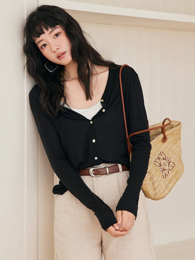 【優しい肌触り】ライセル繊維 カーディガン（長袖）