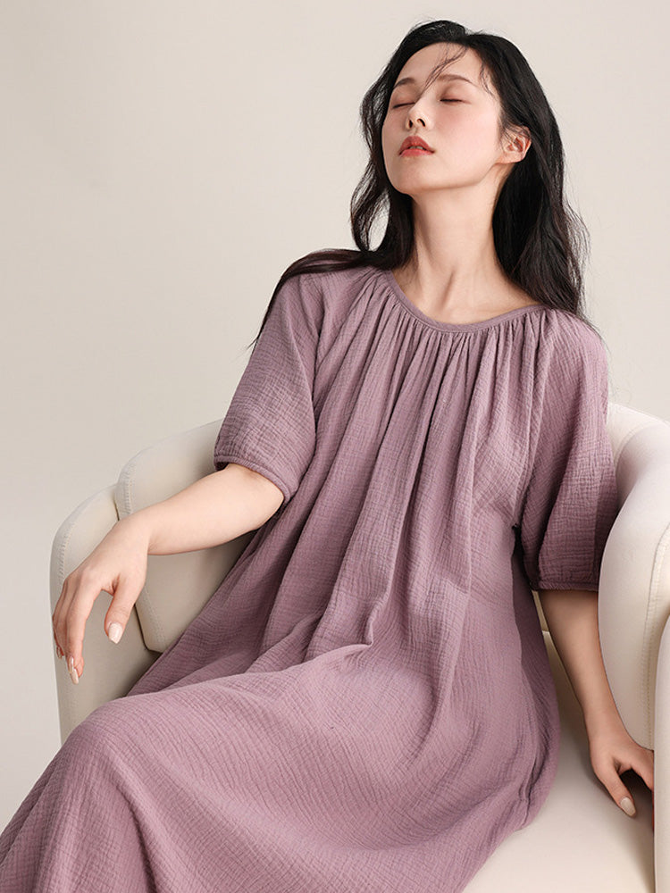 【コットン100％】ダブルガーゼ ワンピースルームウェア