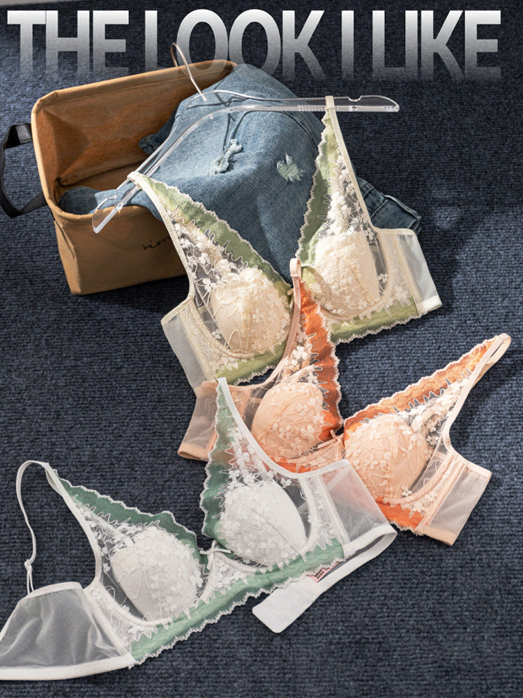 【Airy Series】薄手カップ 総レースブラ＆ショーツ