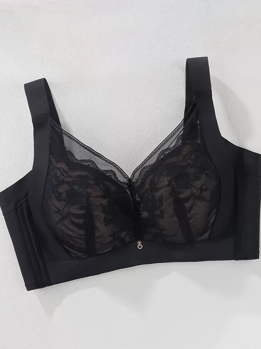 【Good Shape・C-Eカップ対応】背中スッキリ 総レース着瘦せブラ ソフトワイヤー入り