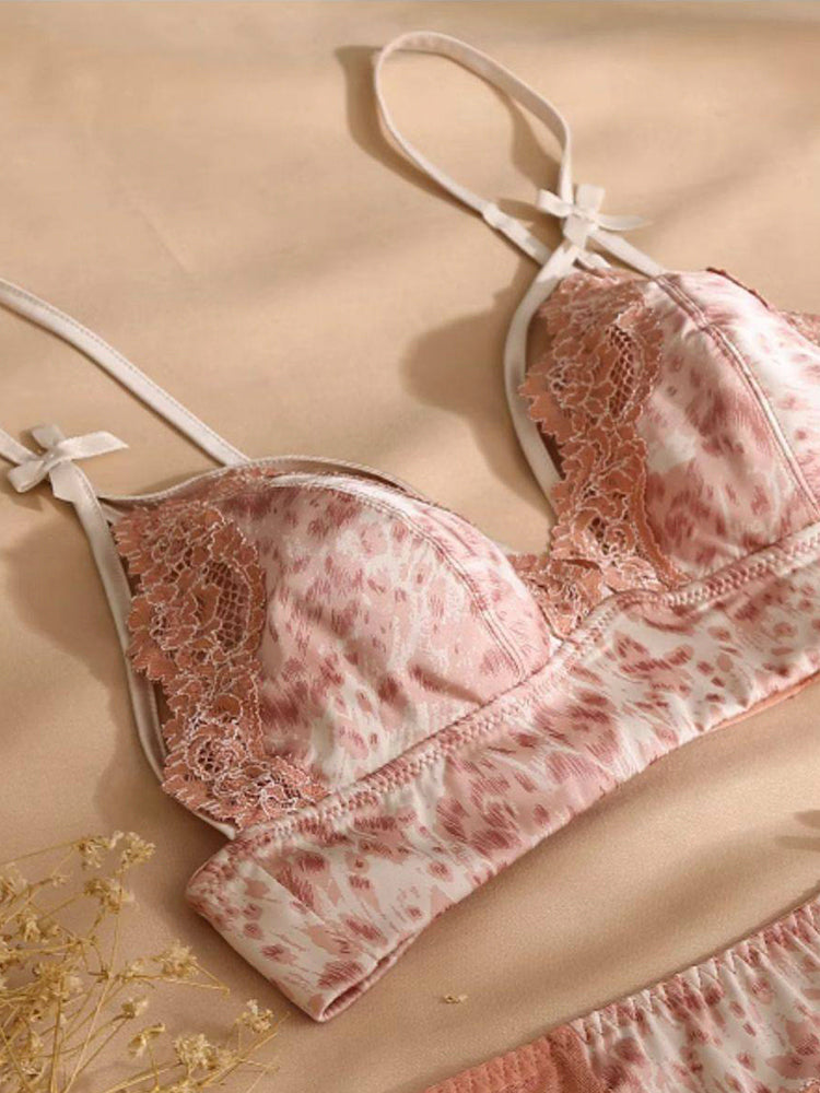 【Likewillow Series】ヒョウ柄レース ブラ＆ショーツ