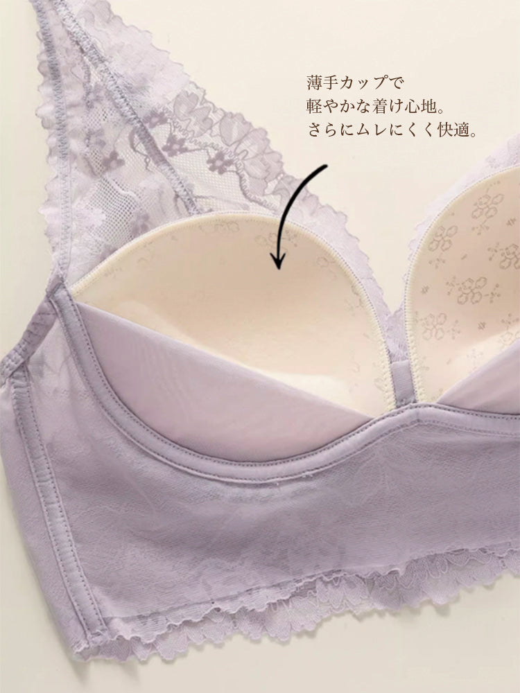 【エアリー・ノンワイヤー】ムレにくい 総レースナイトブラ