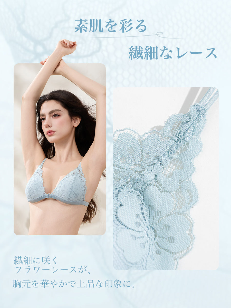 【Blossom】フロントホック ノンワイヤーブラ＆ショーツ