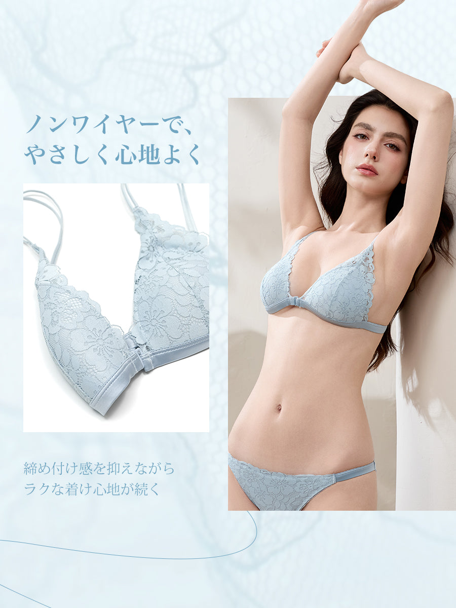 【Blossom】フロントホック ノンワイヤーブラ＆ショーツ