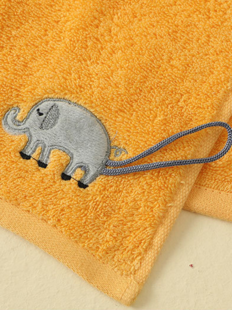 25*50cm アニマル刺繍入り ループ付き純棉タオル