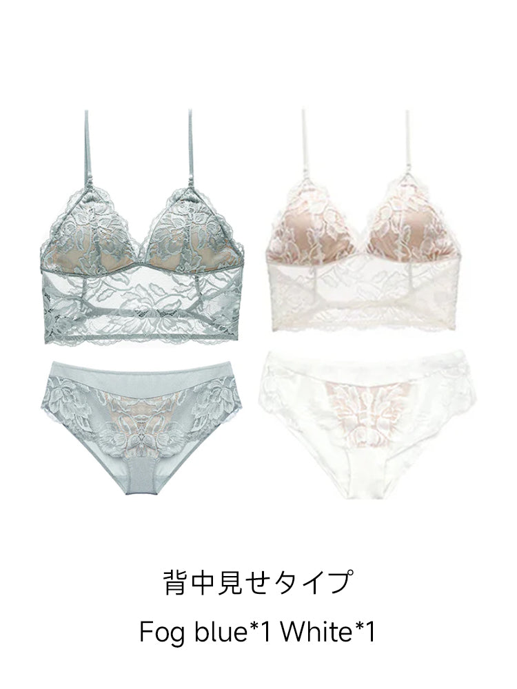 【ノンワイヤー】美背中 花柄レース ノンワイヤーブラセット