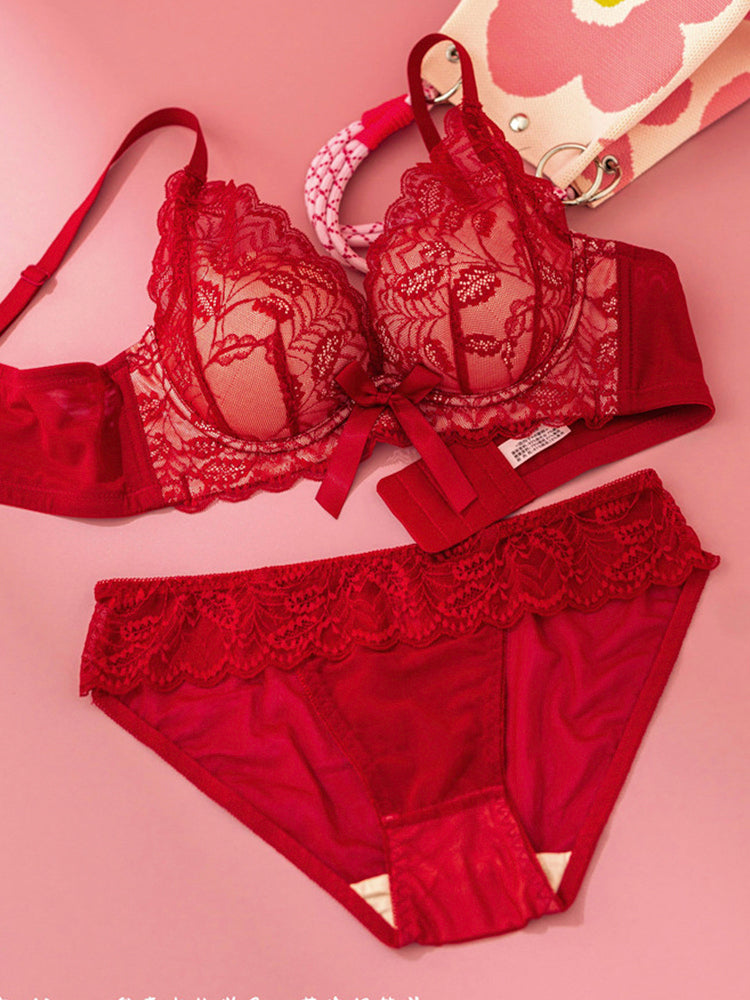 【Good Shape】甘い配色 ワイヤーなし盛れる ブラ＆ショーツ