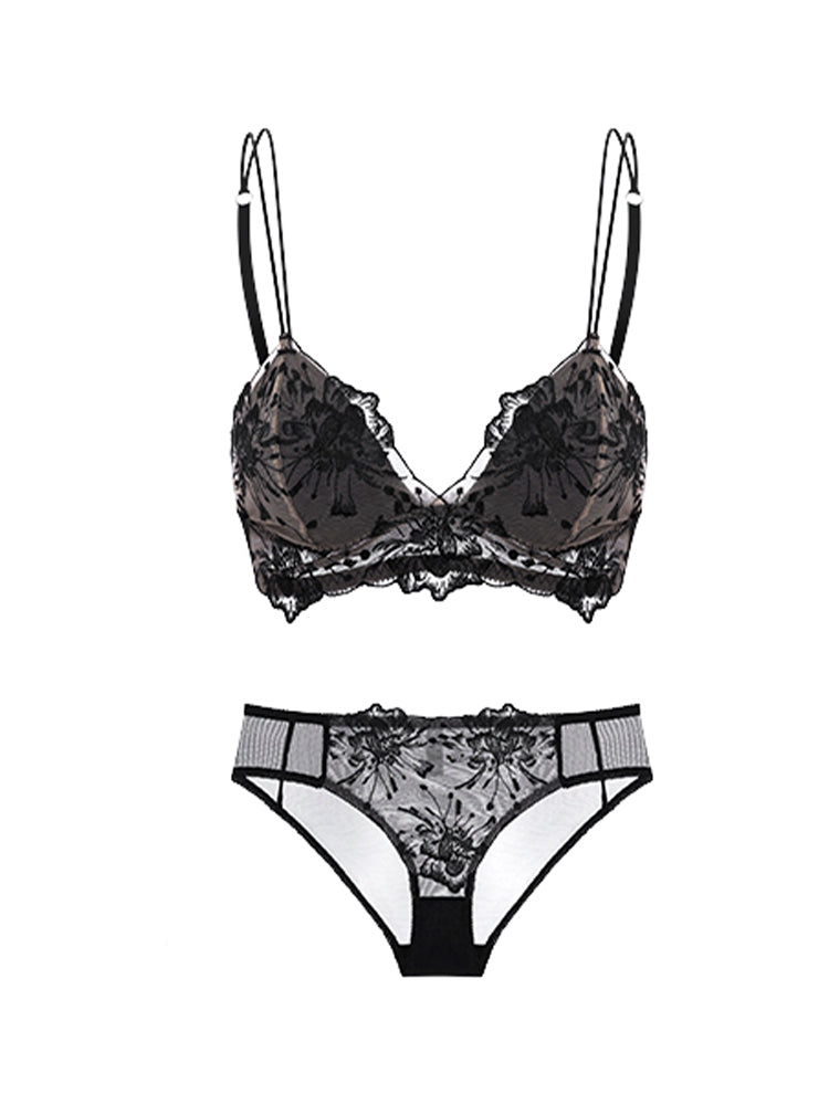 【Goddess Series】花柄刺繍ブラ＆ショーツセット