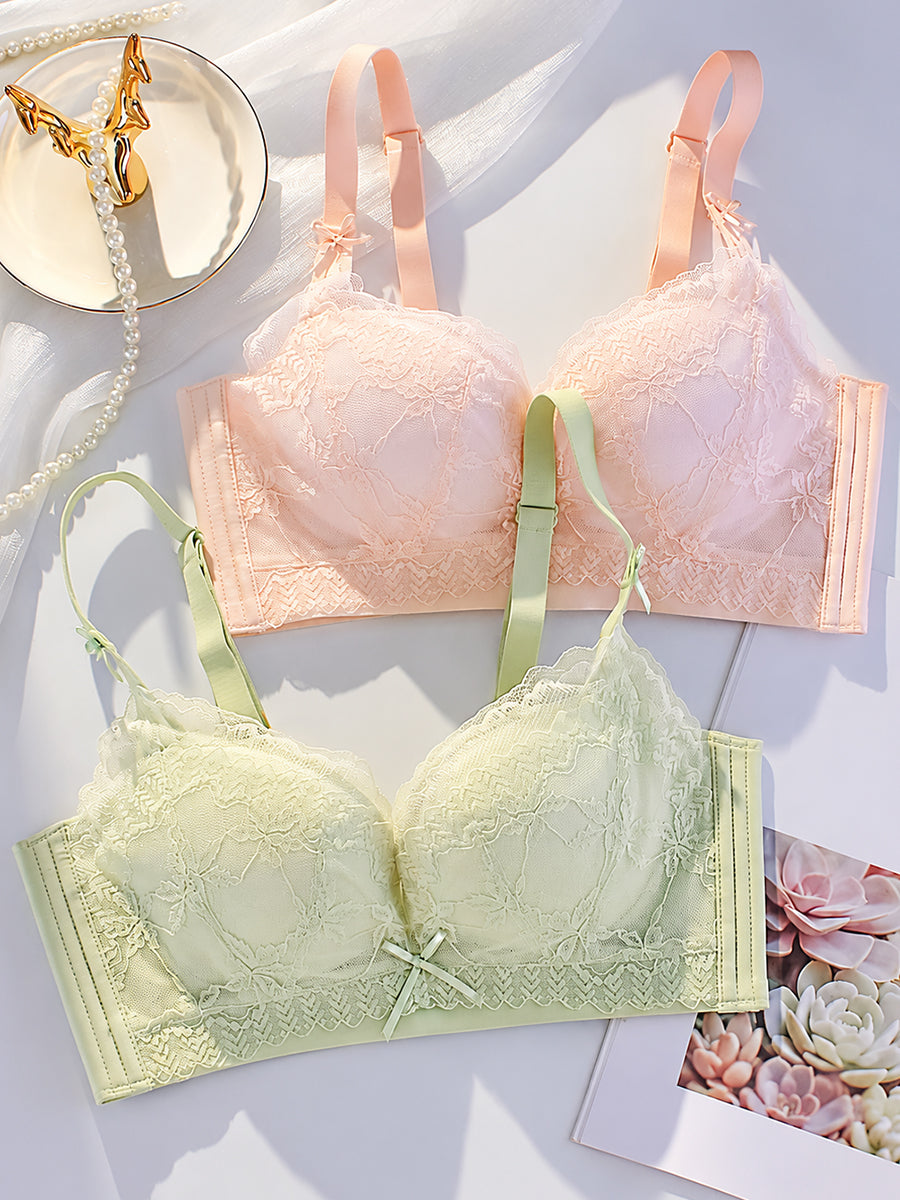 【Shape Fit】総レース ノンワイヤー ふっくら美胸ブラ