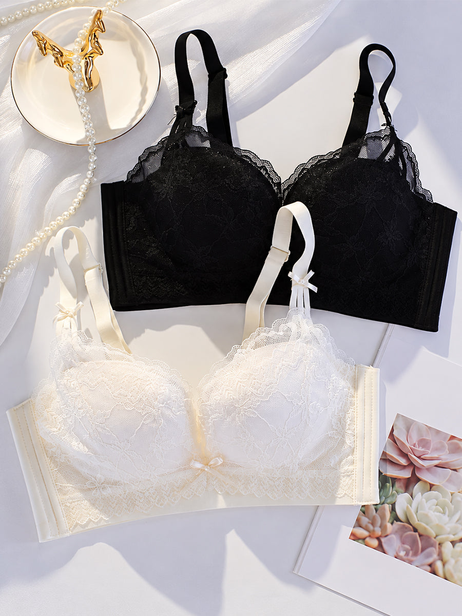 【Shape Fit】総レース ノンワイヤー ふっくら美胸ブラ