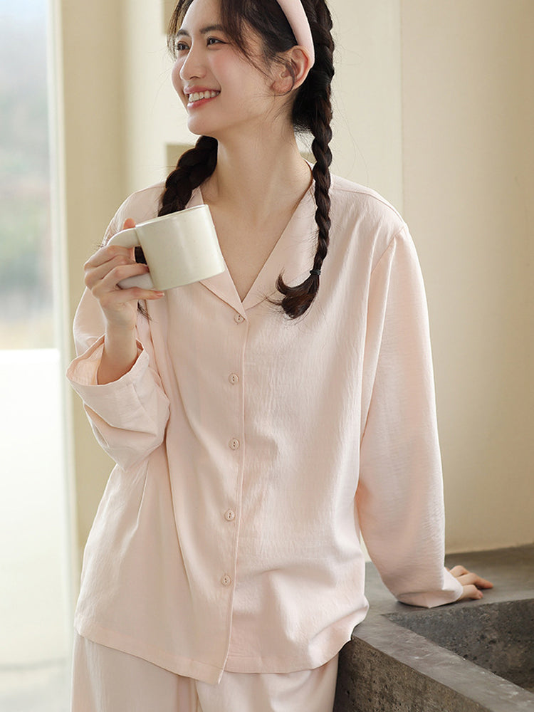 ゆったり長袖 薄手ルームウェア 2 点セット