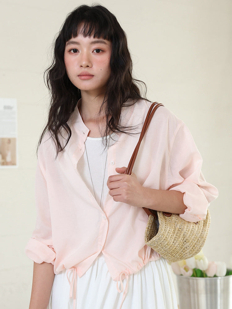 ライセル繊維  スタンドカラーシャツ