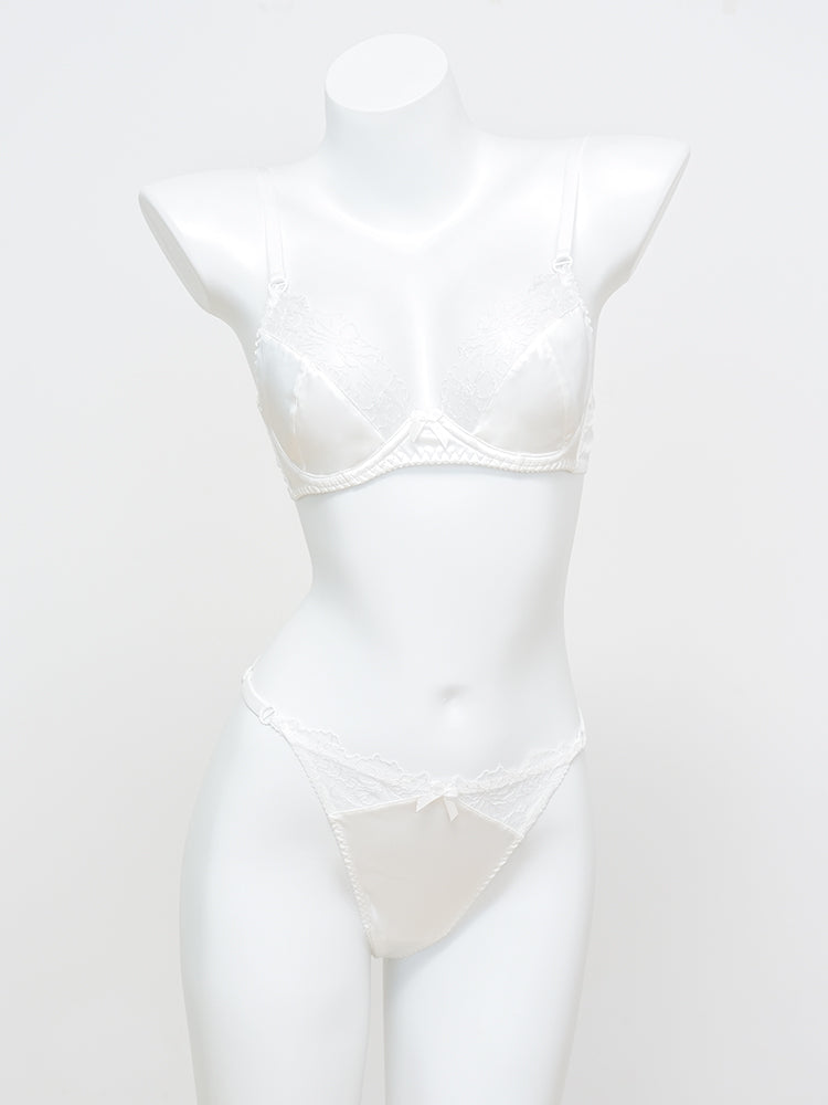 【ノンパテッド】配色線画レース サラン下着セット