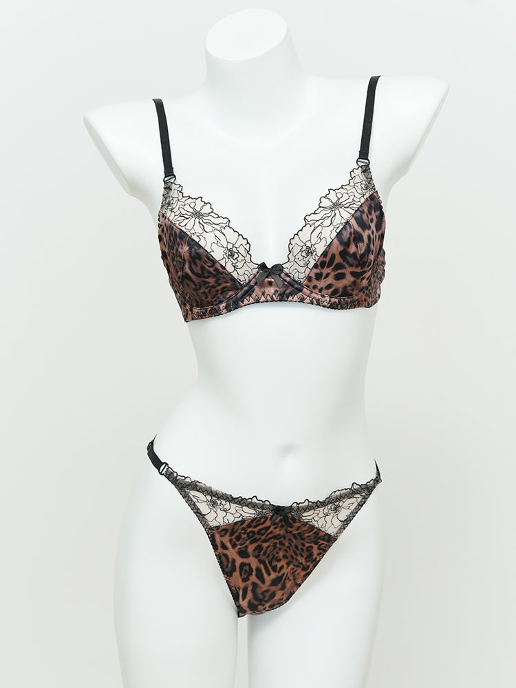【ノンパテッド】配色線画レース サラン下着セット