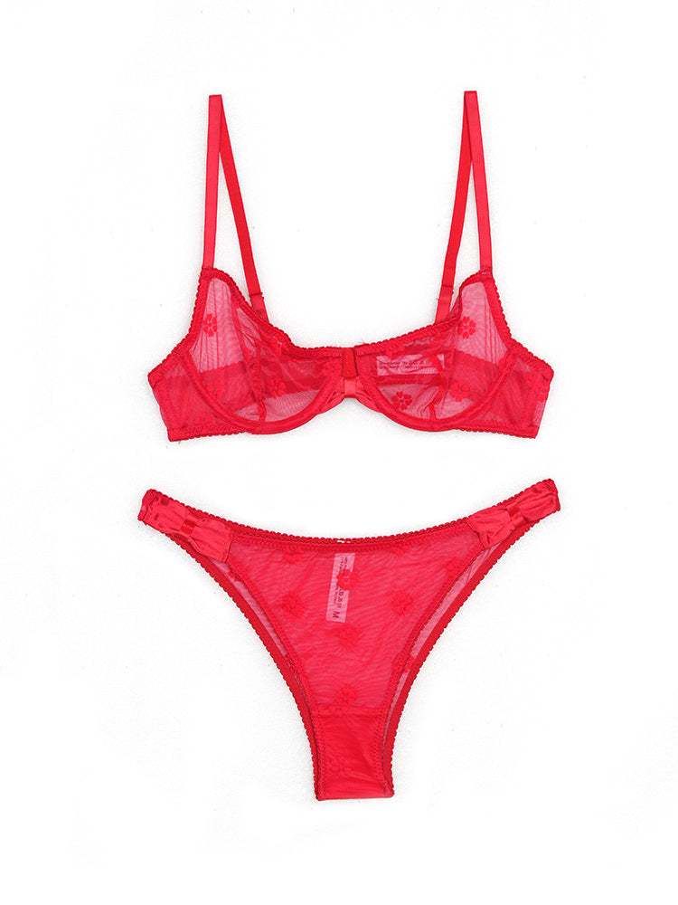 【ノンパテッド】大人可愛い総レースブラ＆ショーツ
