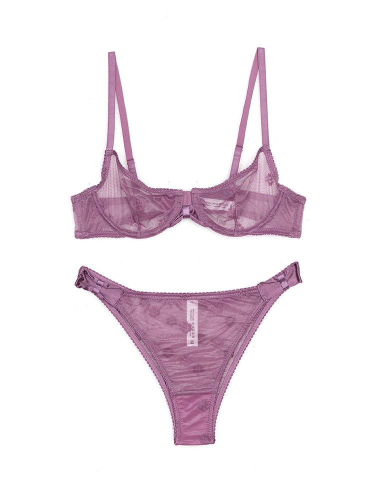 【ノンパテッド】大人可愛い総レースブラ＆ショーツ