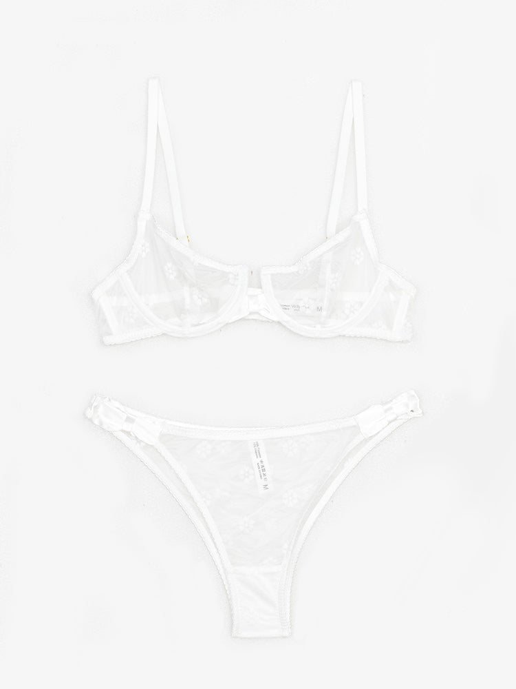 【ノンパテッド】大人可愛い総レースブラ＆ショーツ