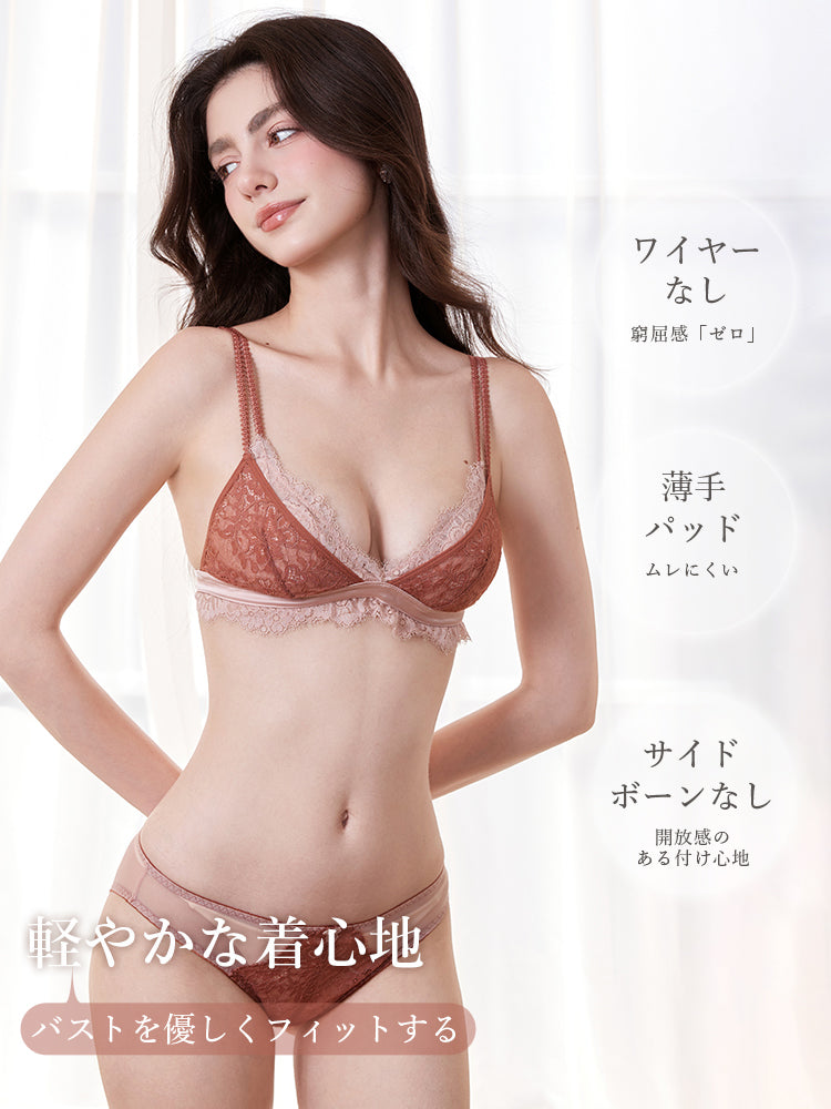 【Likewillow Series】総レースブラ＆ショーツ プチバスト用