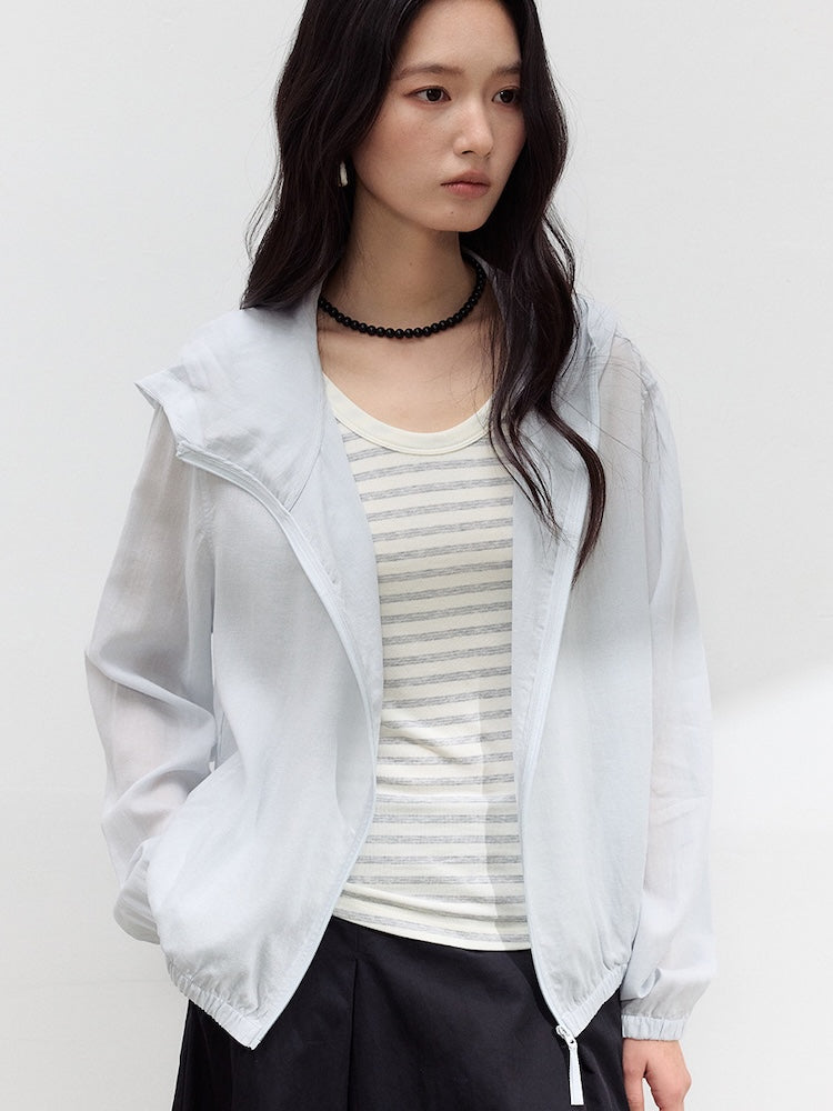 【優しい肌触り】ライセル繊維 薄手パーカー