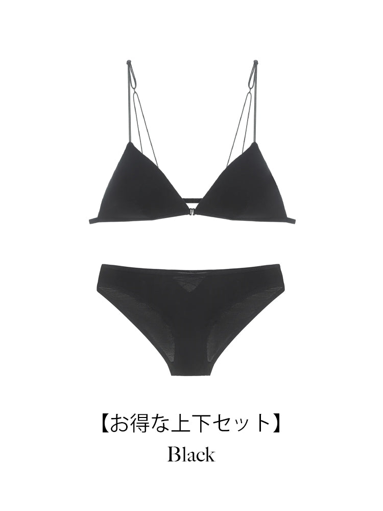 【ノンワイヤー】シンプルながら可愛い 三角カップ ブラジャー