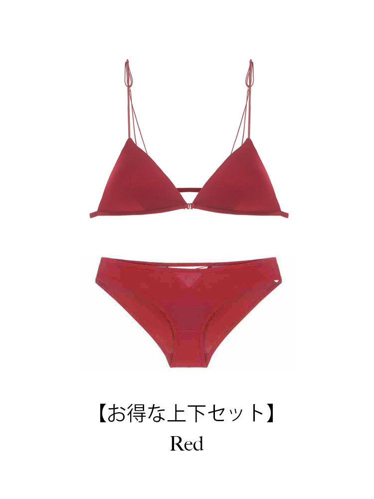 【ノンワイヤー】シンプルながら可愛い 三角カップ ブラジャー