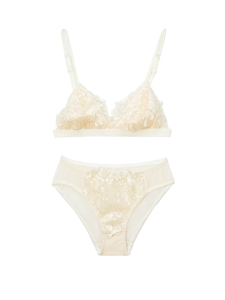 【Goddess Series】花柄刺繍ブラ＆ショーツセット